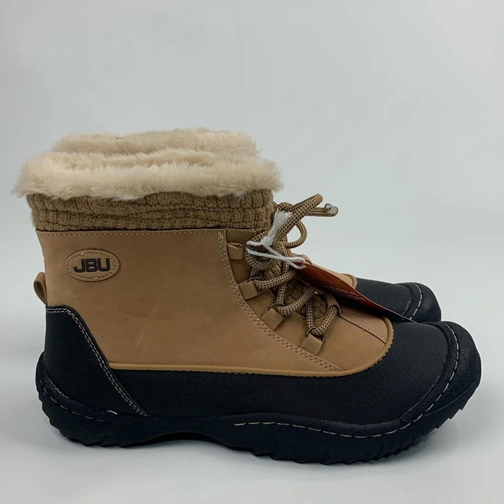 JBU BY JAMBU All terrain boots 9.5 Leather Faux fur Mem foam Tan black NEW NWT